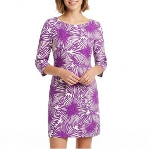 TRACY REESE Size 6 Dahlia Mum Print Linen Silk Mini Dress Quiet Luxury Old Money